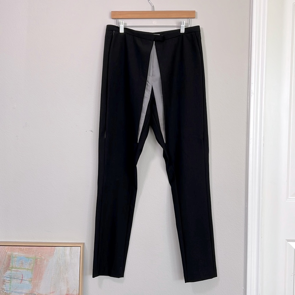ANNE DE GRUFF COUTURE BLACK AND GREY TROUSERS WITH LAYERED DESIGN